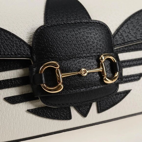 GUCCI Adidas Collaboration Horsebit Bag Leather 2way White 722009 Auth ac3794AM - Picture 13 of 16